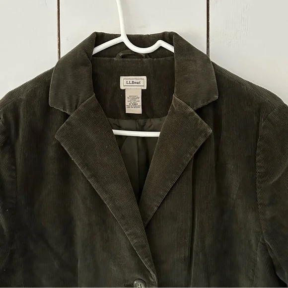 VTG LL Bean Corduroy Blazer Jacket Sz 12 Olive Green - Picture 4 of 8